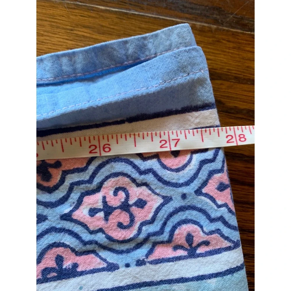 Soma Jaipur Cotton Floral Hand Block Print Table Cloth Blue Pink India 56x55